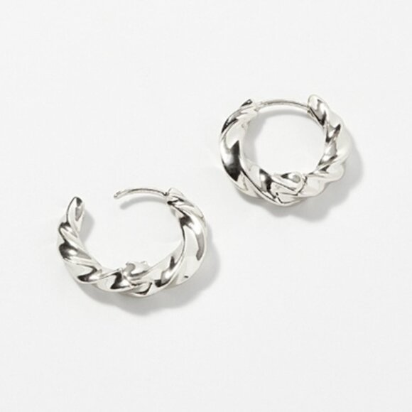 Pilgrim Danemark 1983 - Sparkly Twisted Hoops - Silver Plated - 15mm drop - Picture 1 of 3